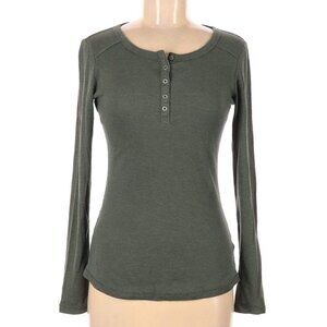 Y2k Style Mossimo Supply Co. Olive Green Long Sleeve Waffle Shirt Henley